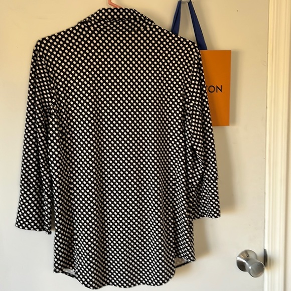 Stretch polka dots black and white comfy blouse - Picture 6 of 7
